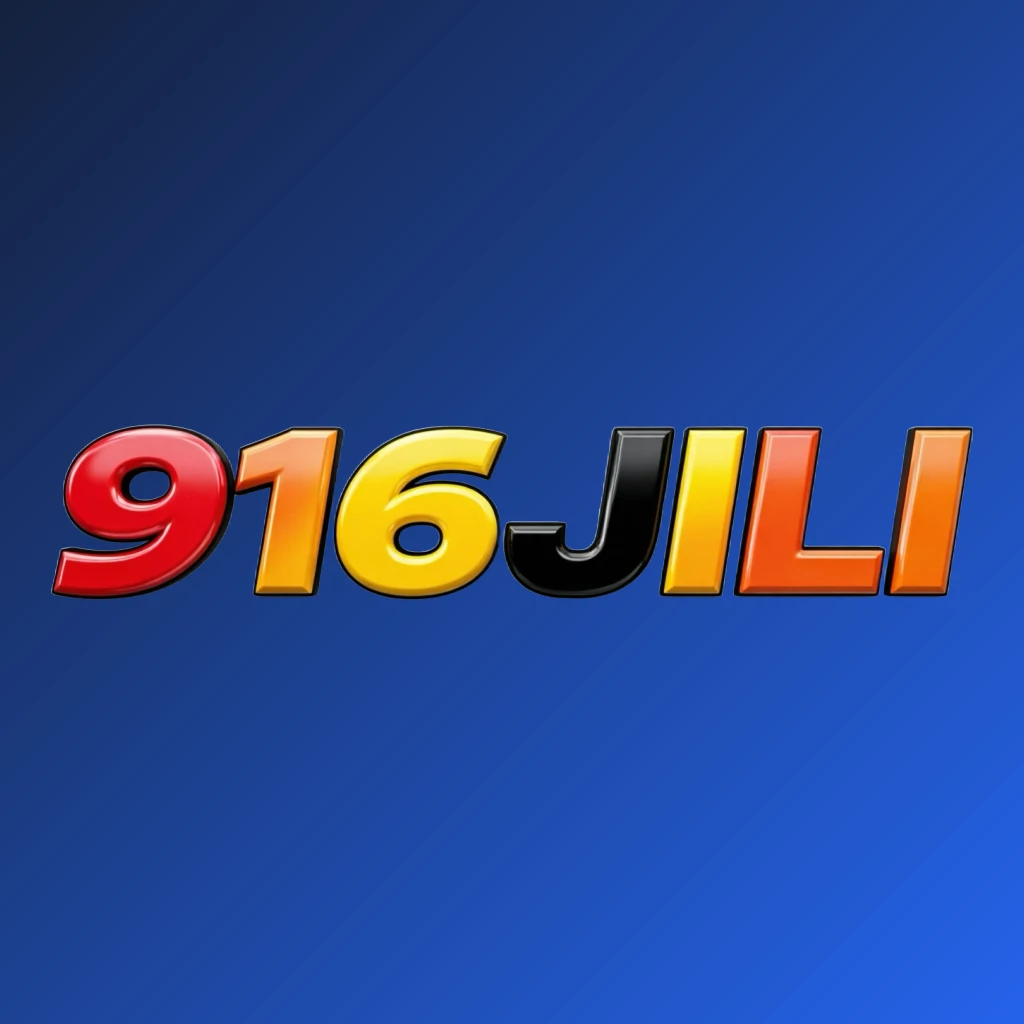 Vibrant 916JILI logo with bold heavy typography in bright red, yellow, and orange colors, featuring a glossy 3D effect and energetic modern branding on a transparent background, designed as a wide horizontal rectangular wordmark for website headers